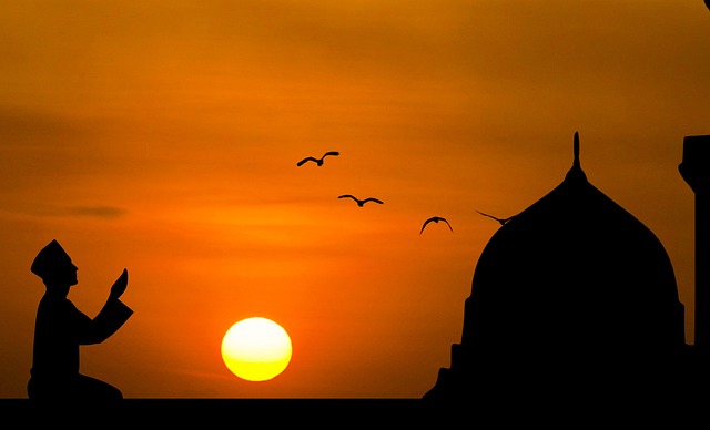 a peaceful and beautiful islamic sunset