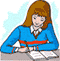 Image of a girl at a desk doing homework