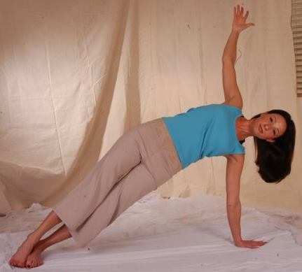 bridget green vegetarian in yoga pose