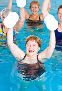 photo of women exercising in a swimming pool